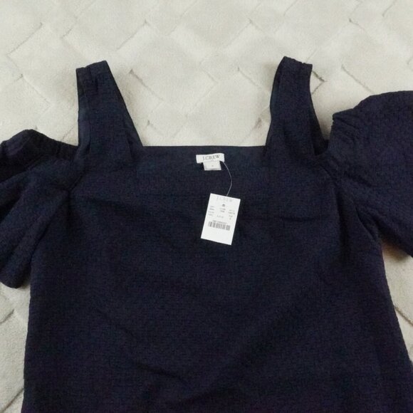 J.Crew Cold shoulder dress Womens Small Navy Bkue - Picture 2 of 12
